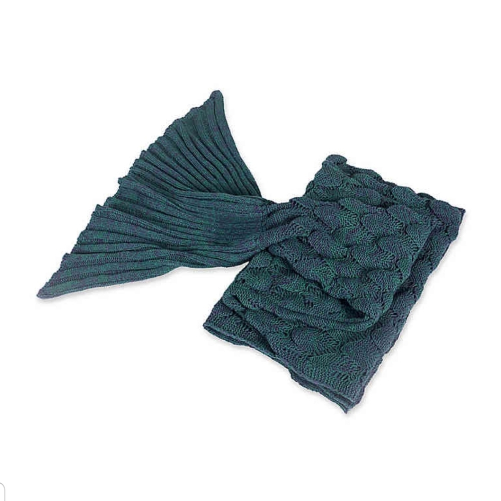 Knit Mermaid Tail Throw Teal